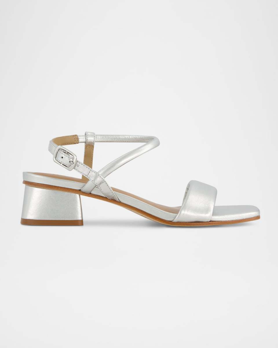 Josei Ankle-Strap Metallic Leather Sandals